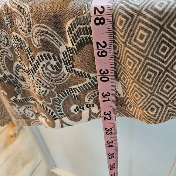 Chico's Tan 3/4 Tan Geometric Embellished Sweater Tunic Top Dress Size 2 Large - Picture 10 of 10